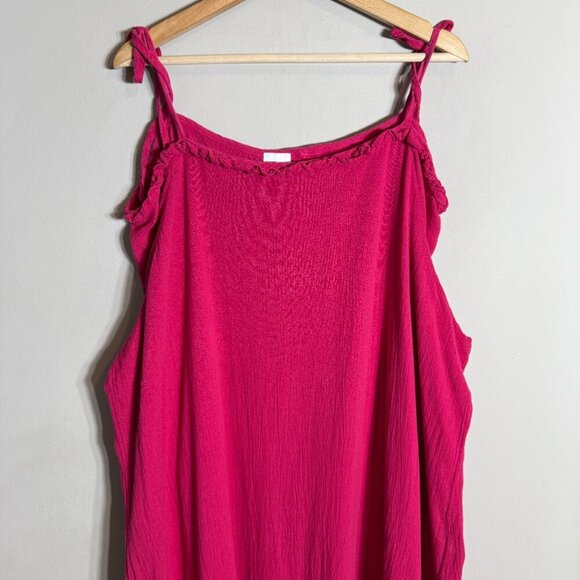 Oh My Gauze! Cold Shoulder Maxi Dress Women's 1X Pink Slit Beach Coastal Travel - Picture 5 of 15